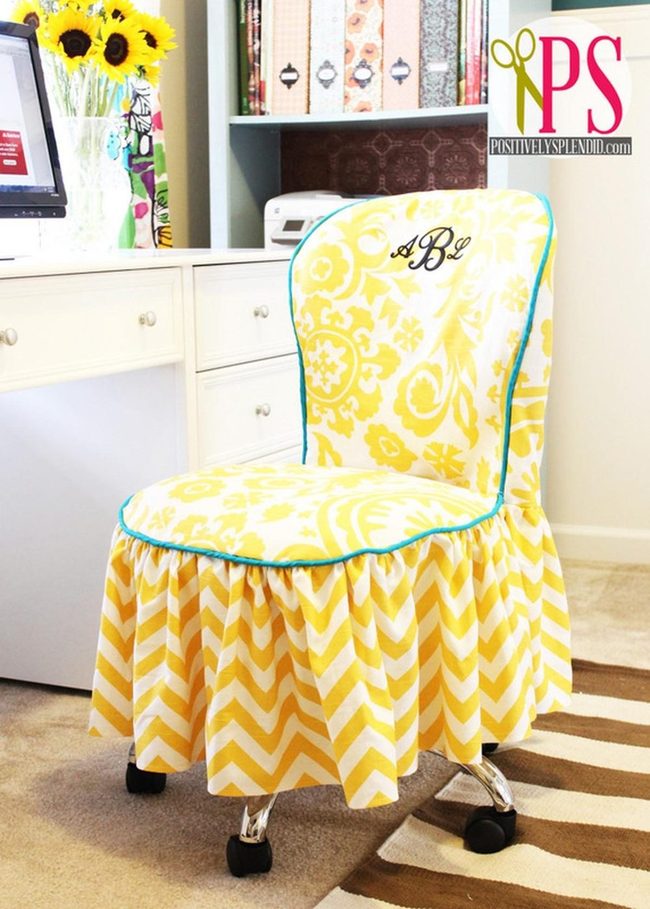 Yellow And White Zigzag Chair Workspace