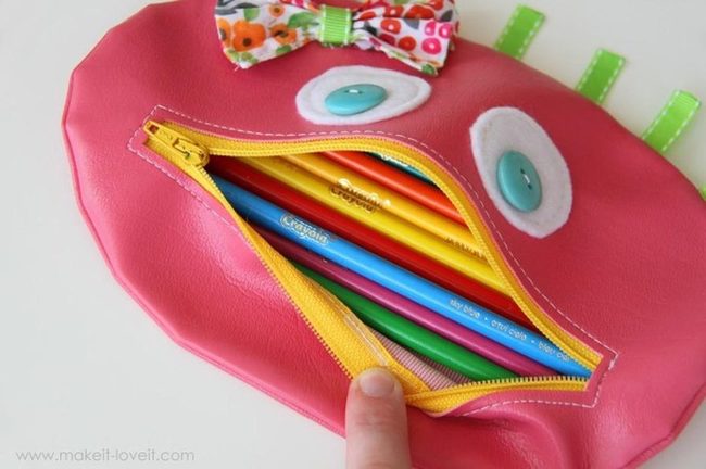 Pink Pouch With Button Eyes