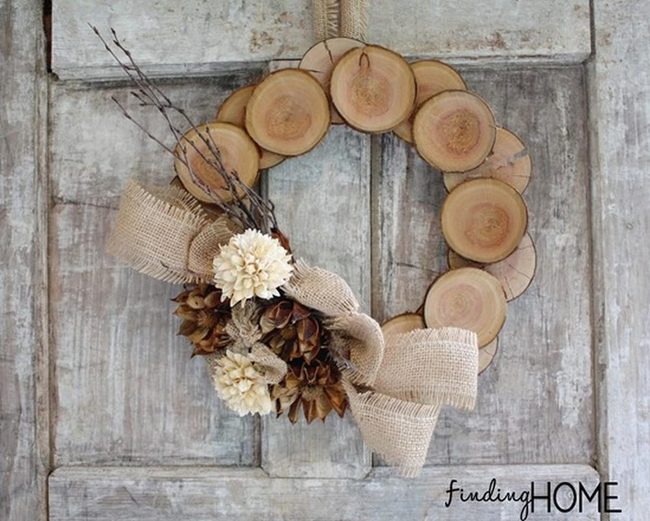 Wooden Slice Nature Wreath