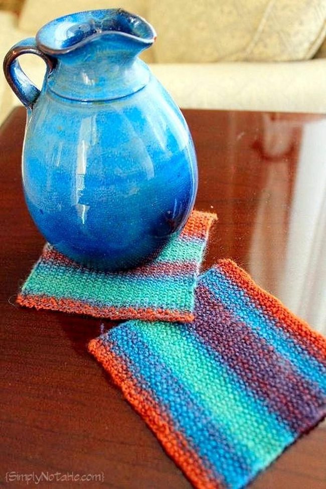 Blue Ceramic Pitchers, Striped Coasters