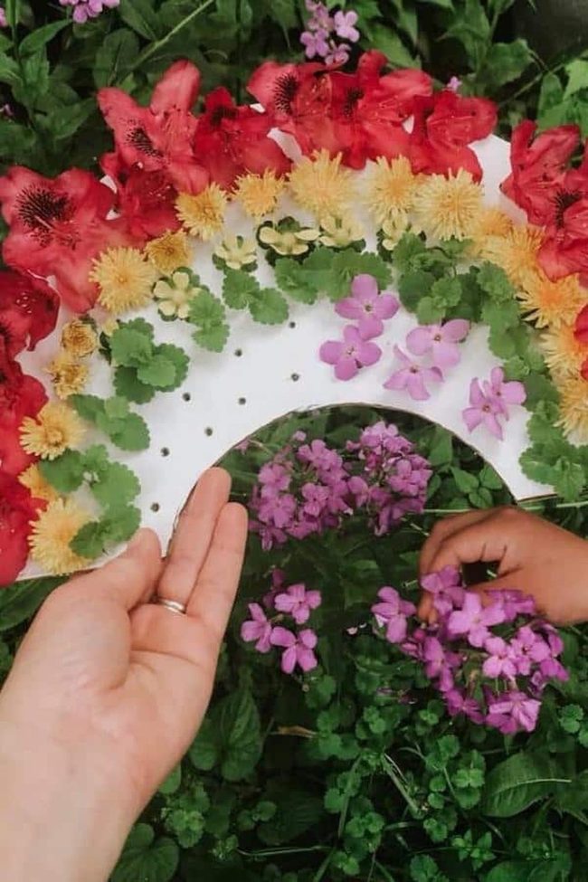 Colorful Flower Petal Arrangement Board