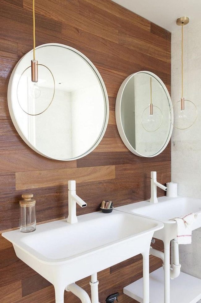 Round Mirrors Golden Pendant Lights