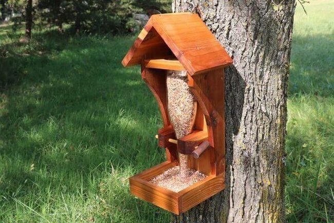 Wooden Birdhouse With Spacious Seed Tray