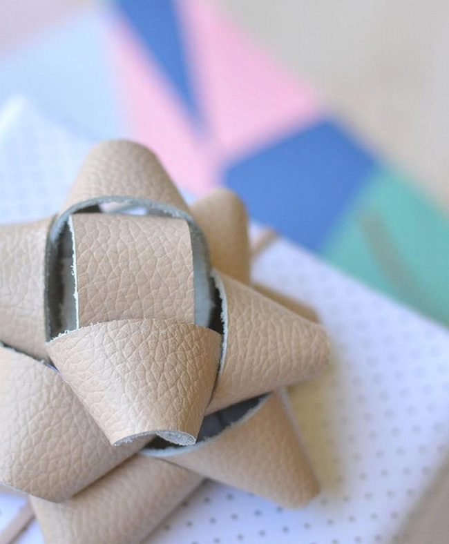 Beige Leather Bow Statement