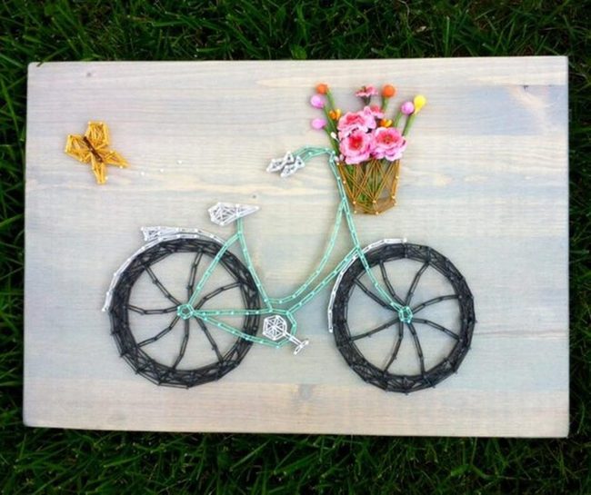 Bicycle Silhouette String Art