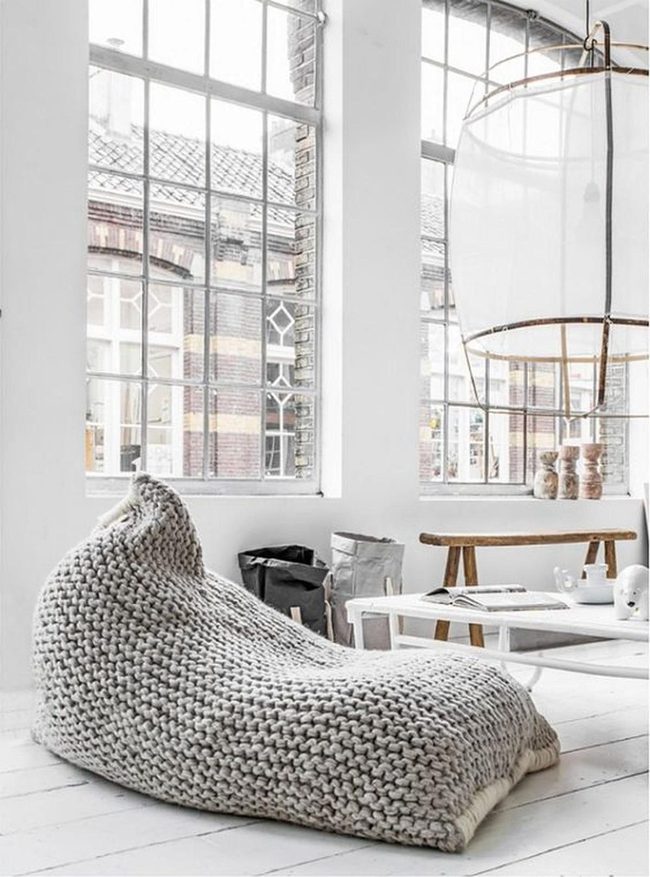 Cream Knit Bean Bag Sanctuary