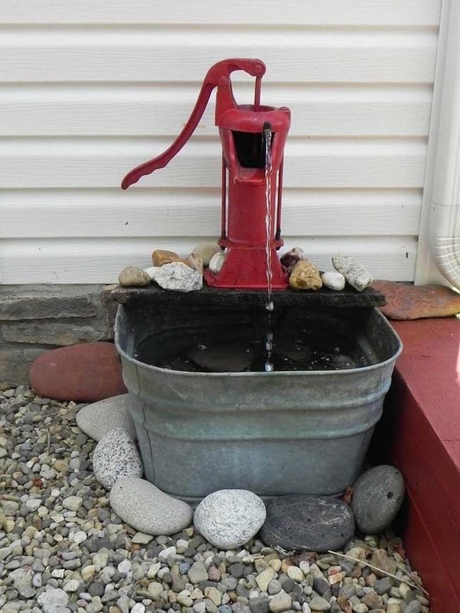 Galvanized Tub With Vintage Pump