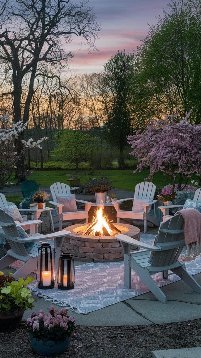 Fireside Circle with Throws and Lanterns
