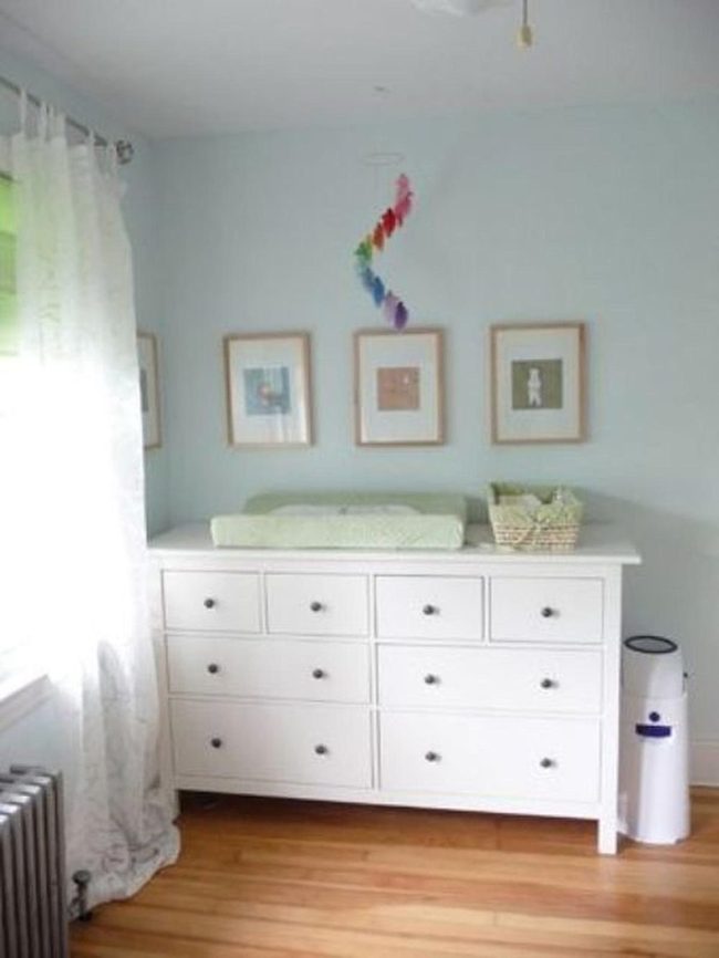 Light Blue Nursery With White Storage