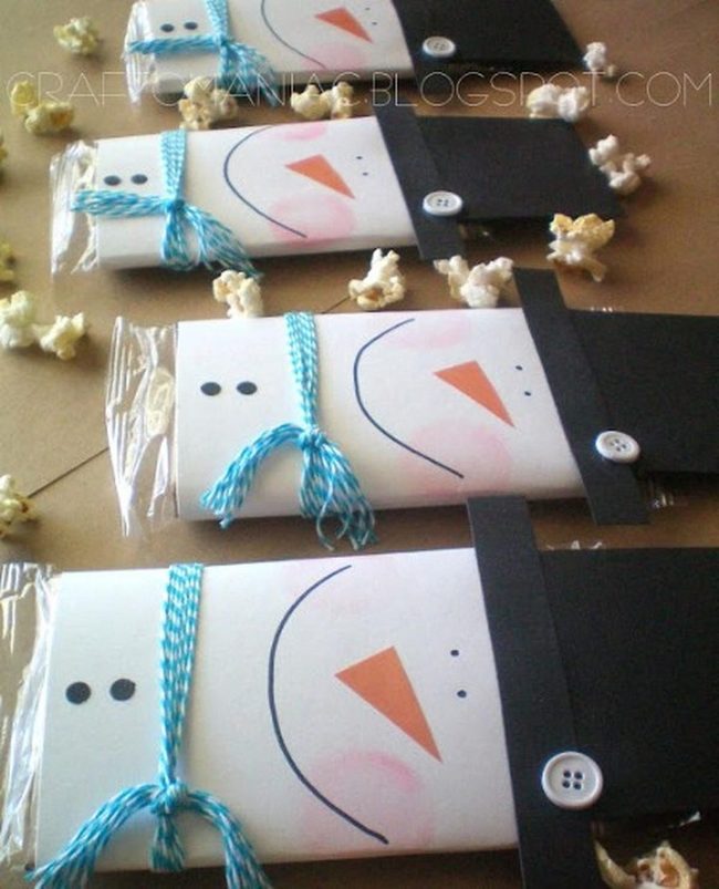 Snowman Popcorn With Personalized Messages