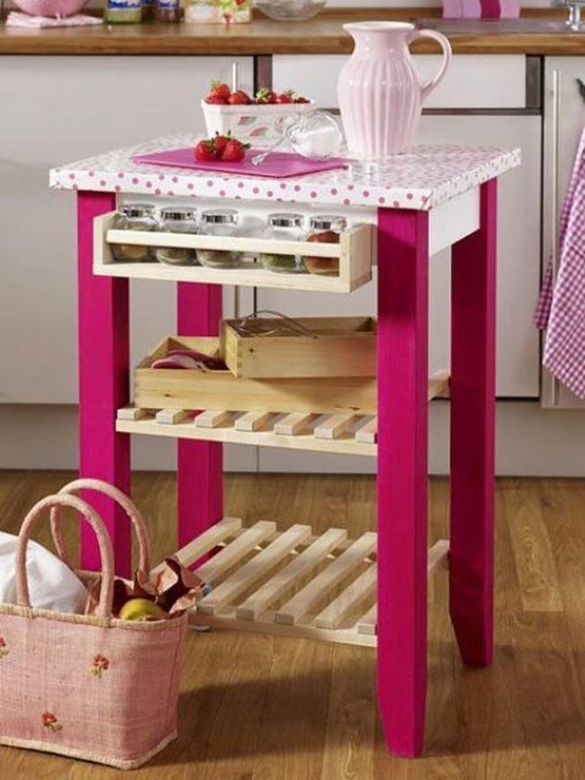 Pink Island With Light Wood Warmth