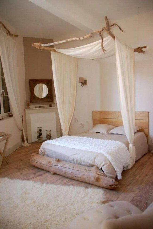 Natural Wood Canopy Bed Flow