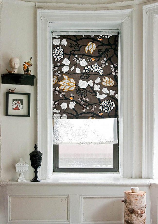 Dark Floral Curtains With Sculptural Accents