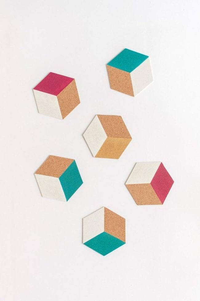 Teal Red White Cork Blocks