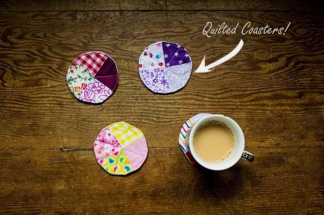 Patchwork Fabric Coasters Burst Colors