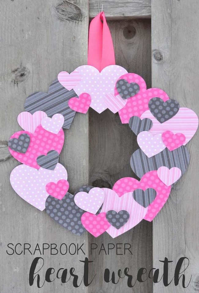 Colorful Paper Heart Wreath