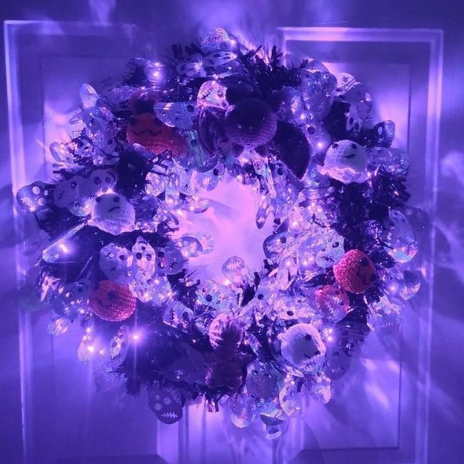 Glow-In-The-Dark Crochet Halloween Wreath