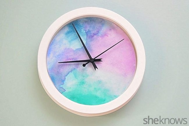 Watercolor Blue Purple Green Wall Clock