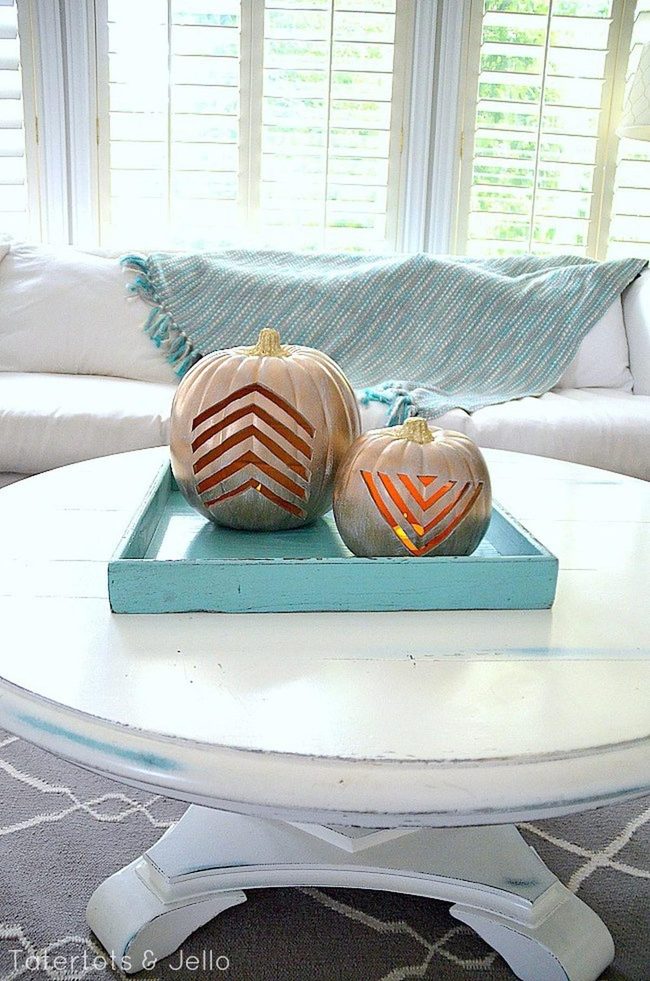 Sunlit Room With Patterned Pumpkins
