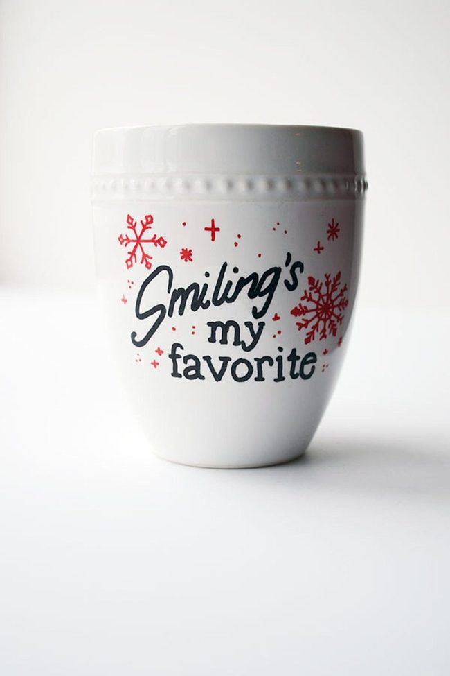 Red Snowflakes On White Ceramic