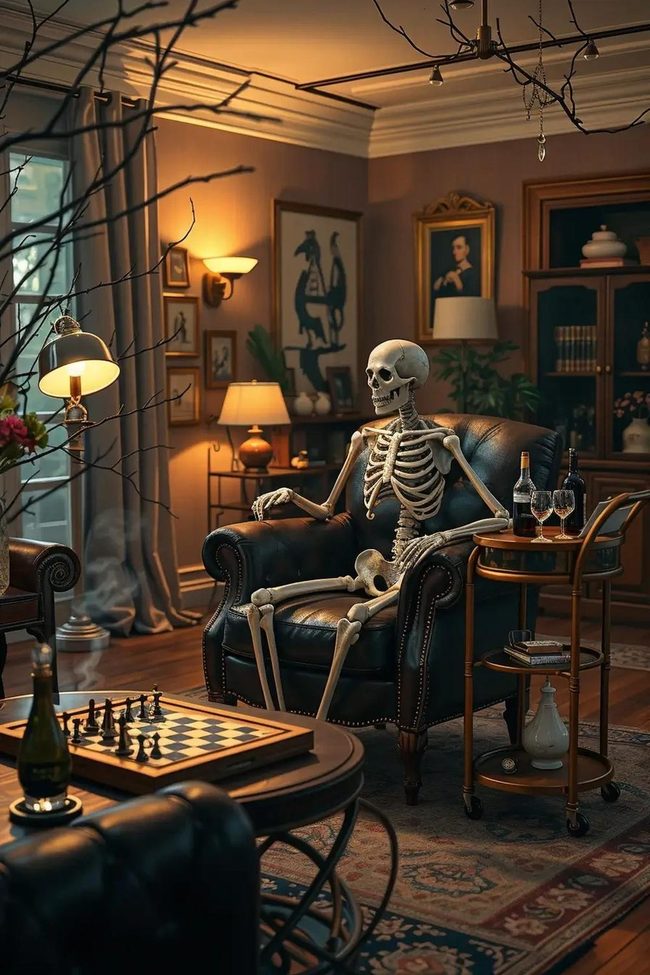 Poseable Skeletons in Styled Scenes