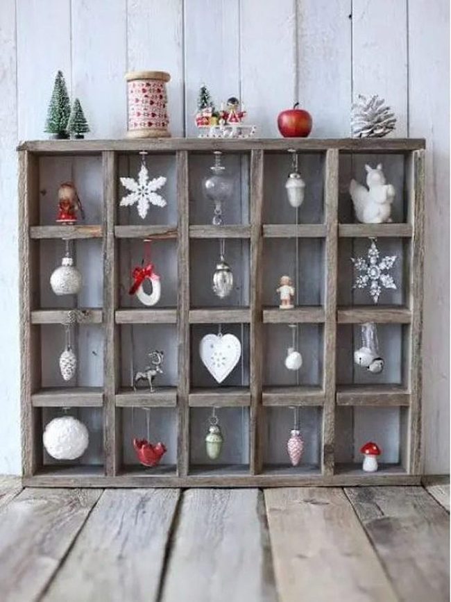 White Snowflakes Among Wooden Shelves