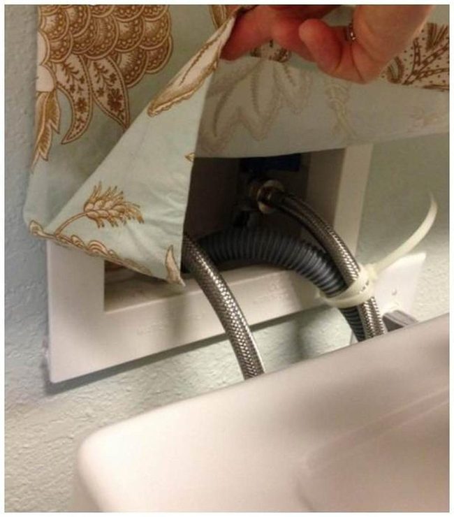 Fabric Cover Hides Plumbing Clutter