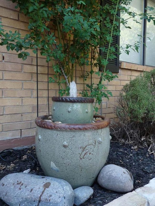 Stacked Stone Pots Fountain