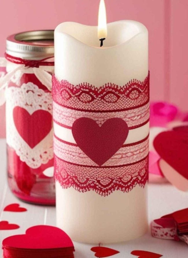 Lace-Wrapped Dollar Candles Glow