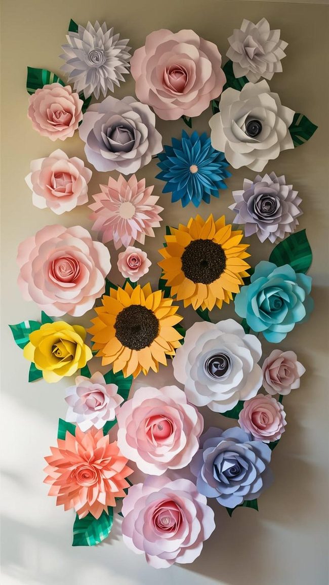 Handmade Paper Flowers Wall