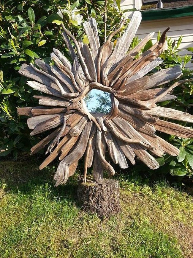 Driftwood Sunburst Mirror Light