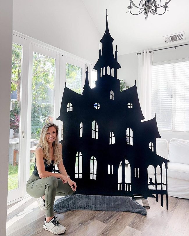 Black Haunted House Shadow Wall