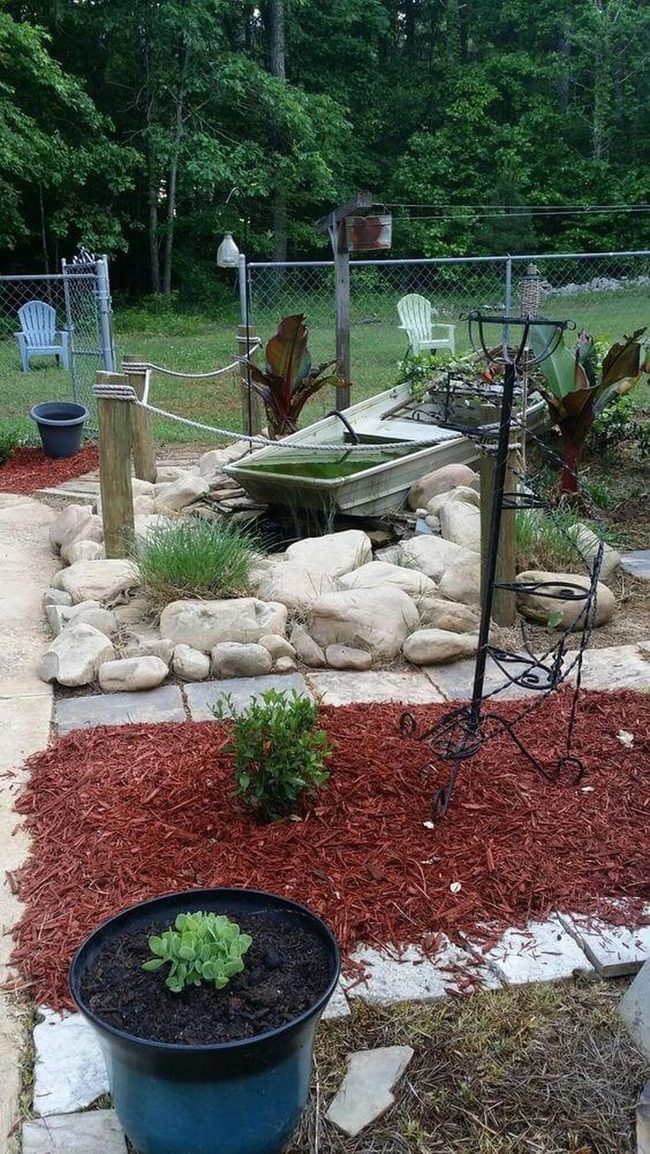 Weathered Boat Blooming Garden Anchor