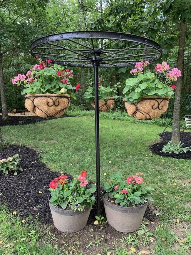 Weathered Wheel Garden Planter