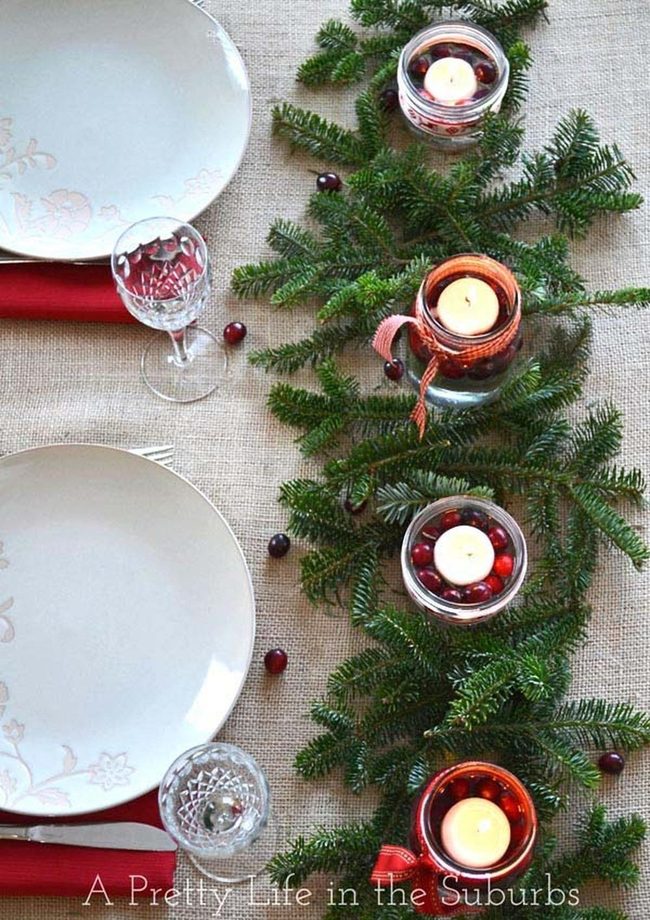Evergreen Jar Candles With Plaid