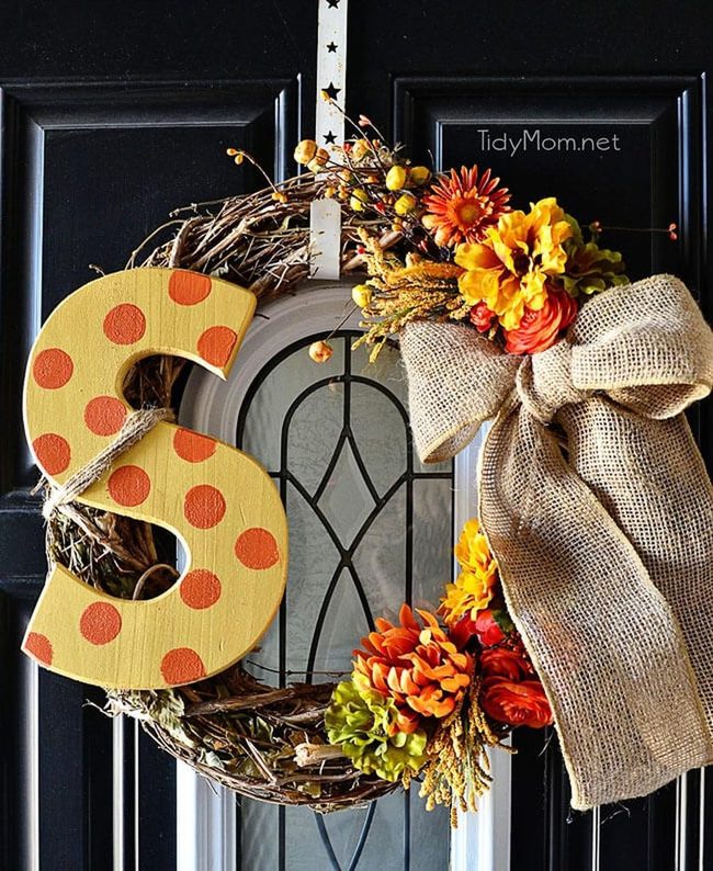 Monogrammed Wooden Wreath Statement