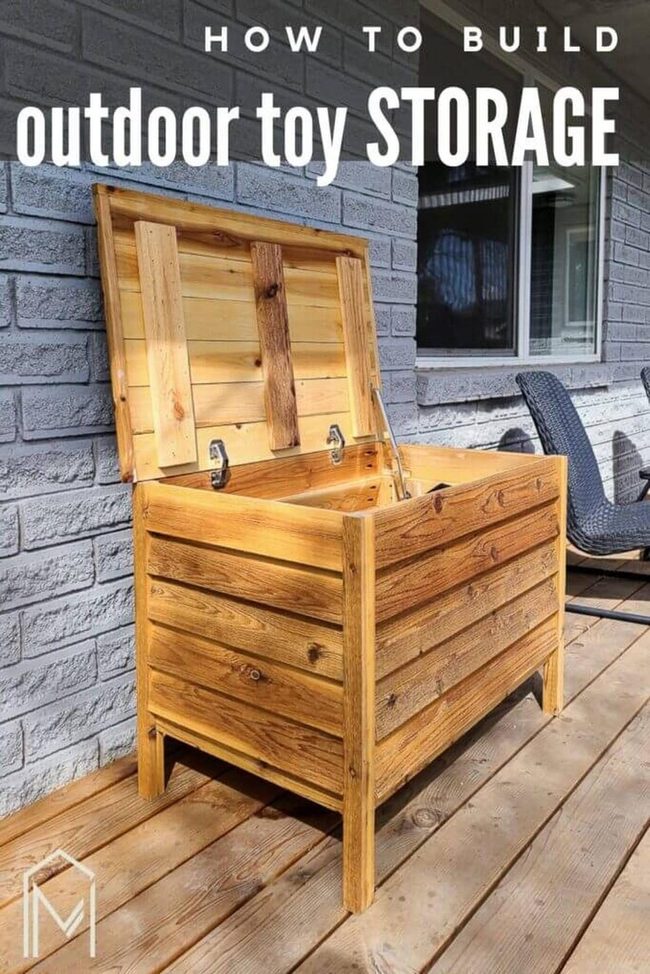 Natural Wood Outdoor Storage Box