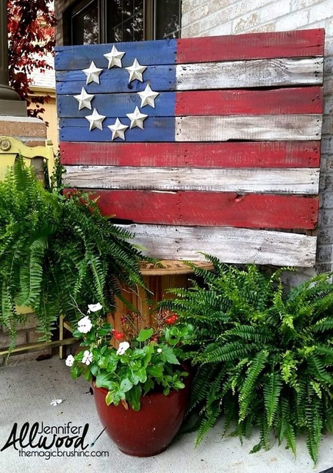 Striped Red White Blue Pallet Flag