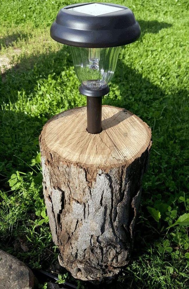 Natural Wood Stump Lantern
