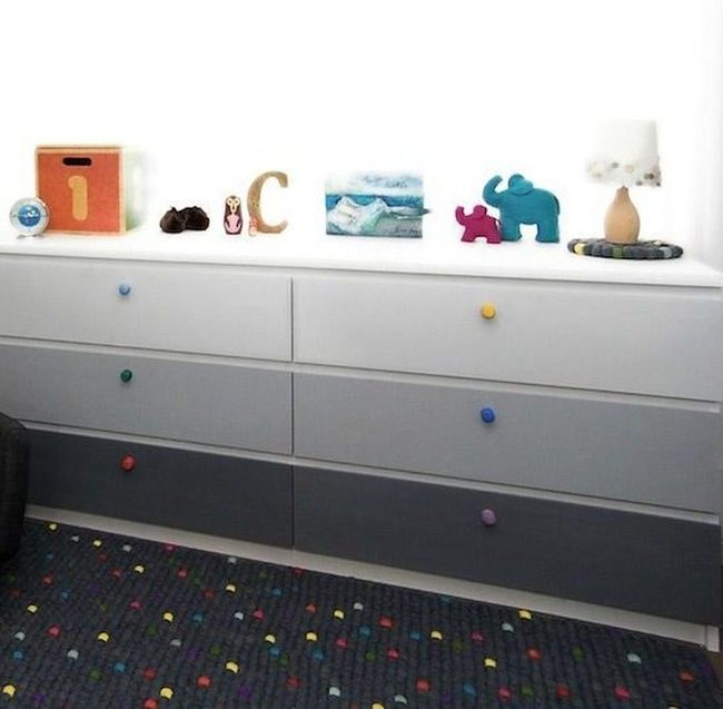 Gray Dresser Colorful Knobs Pop