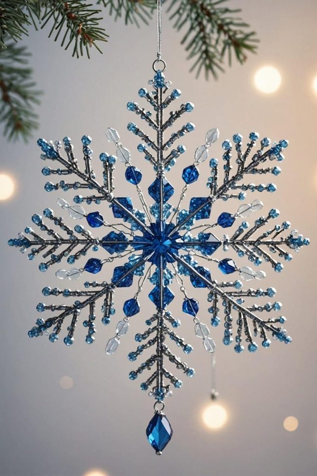Beaded Snowflakes Winter Ornaments