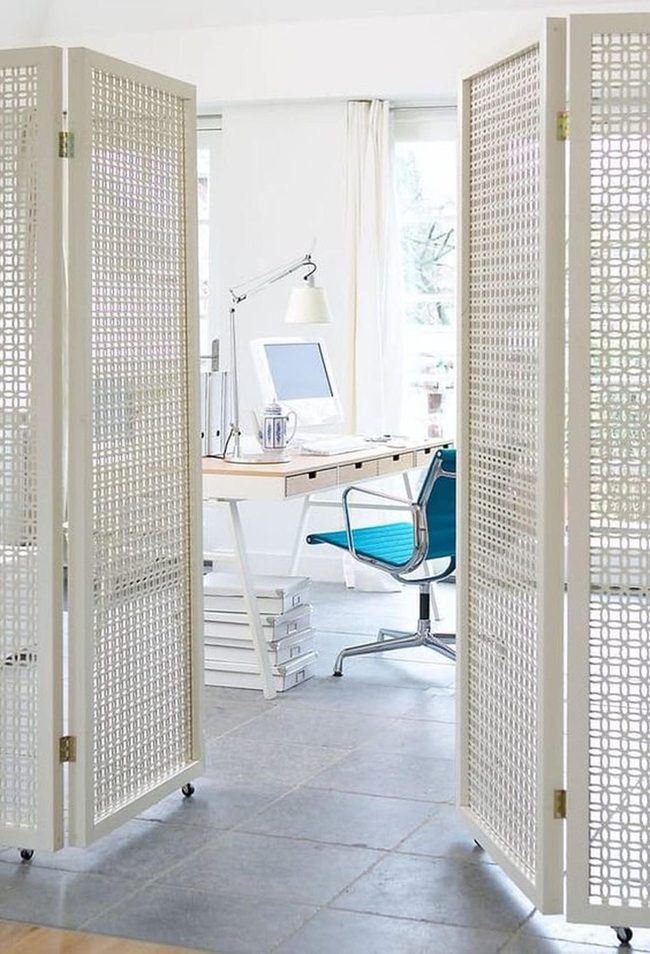 Blue Metal Chairs Compact Office
