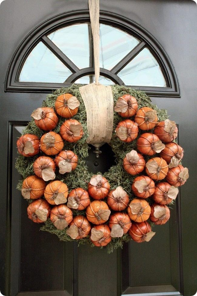 Orange Pumpkins Dark Shiny Door