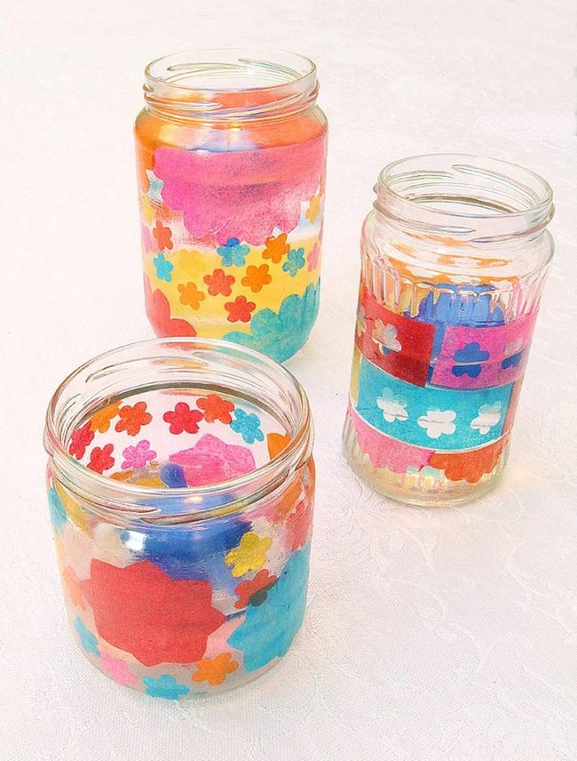 Colorful Paper Punch Mason Jars