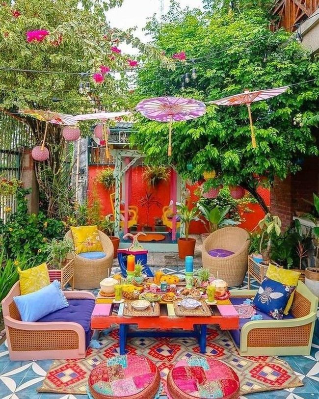 Colorful Woven Chairs Outdoor Gathering