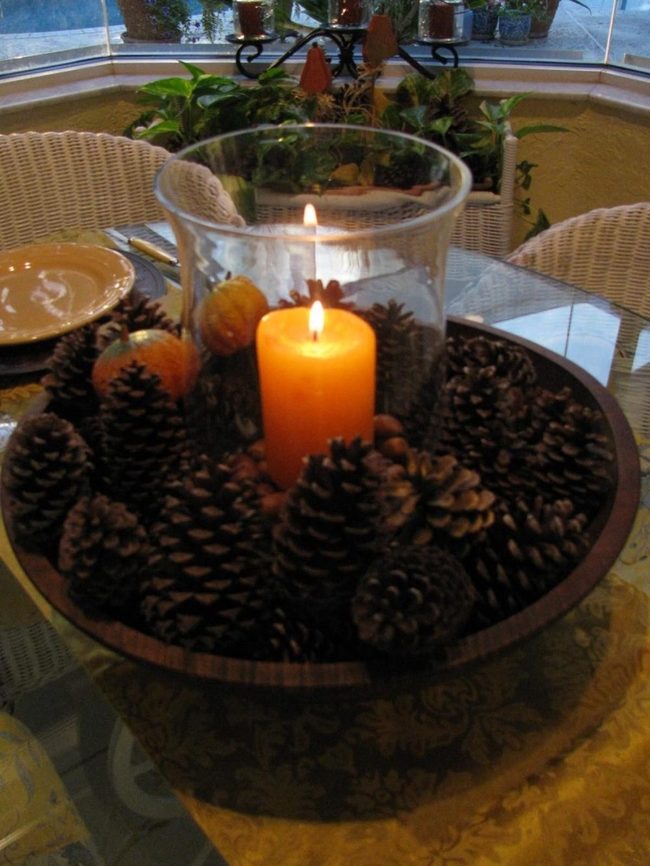 Orange Candlelight With Autumn Harvest