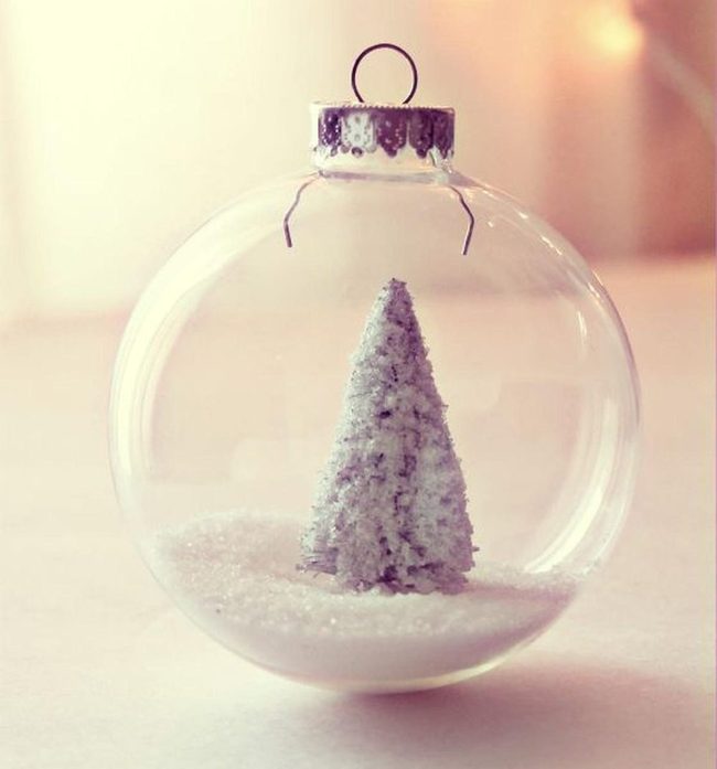 Miniature White Trees In Crystal Glass