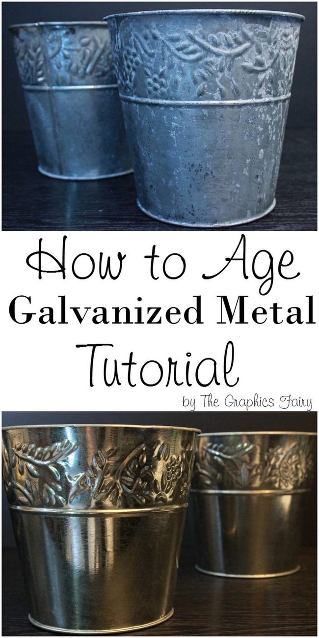 Weathered Metal Buckets With Floral Details