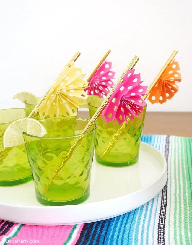 Green Glasses Golden Straws Citrus