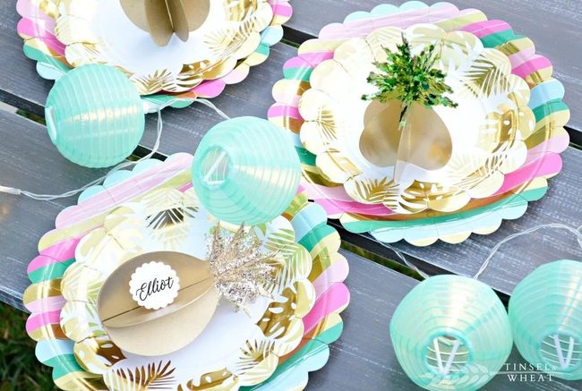 Gold Leaf Pink And Green Celebration